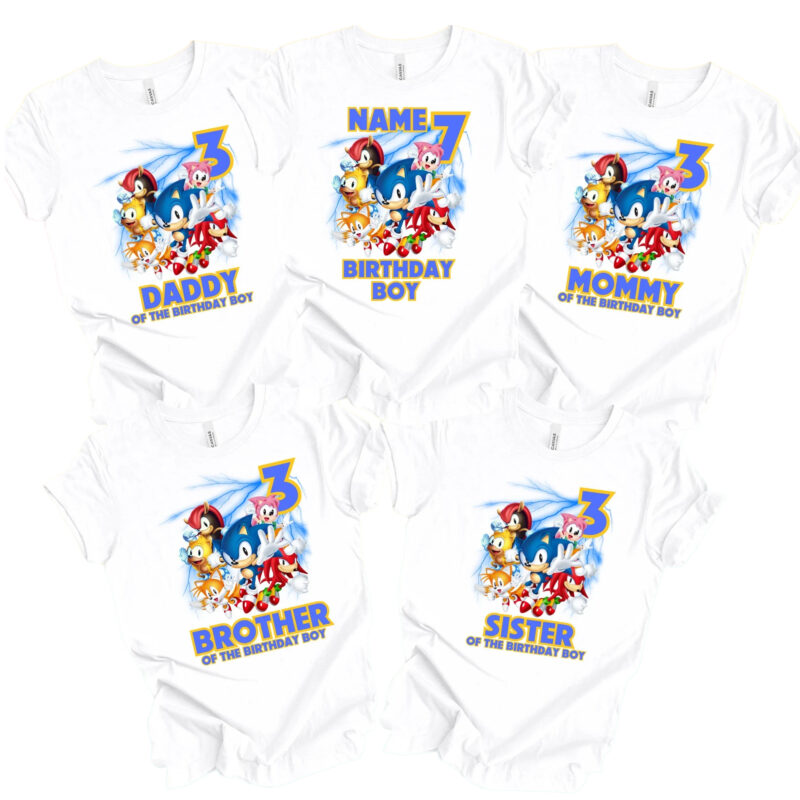 Personalized Sonic Birthday Matching Group Shirt