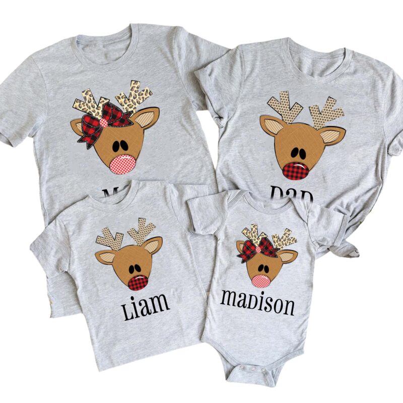 Personalized Reindeer Christmas Family Matching Christmas Shirt