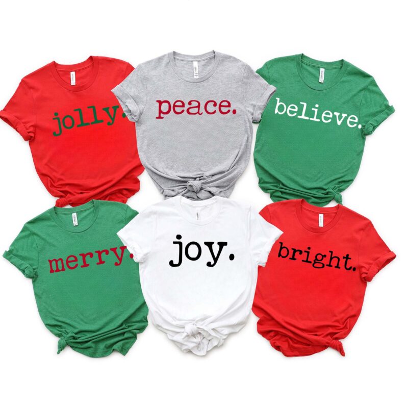 Custom Jolly Hohoho Bright Believe Merry Noel Matching Christmas Shirt