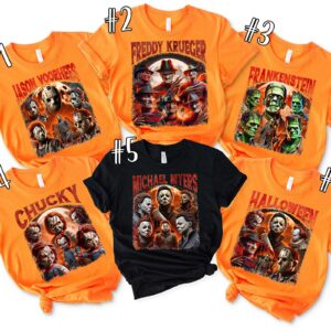 Custom Jason Voorhees Freddy Krueger Frankenstein Chucky Michael Myers Horror Movie Matching Halloween Shirt