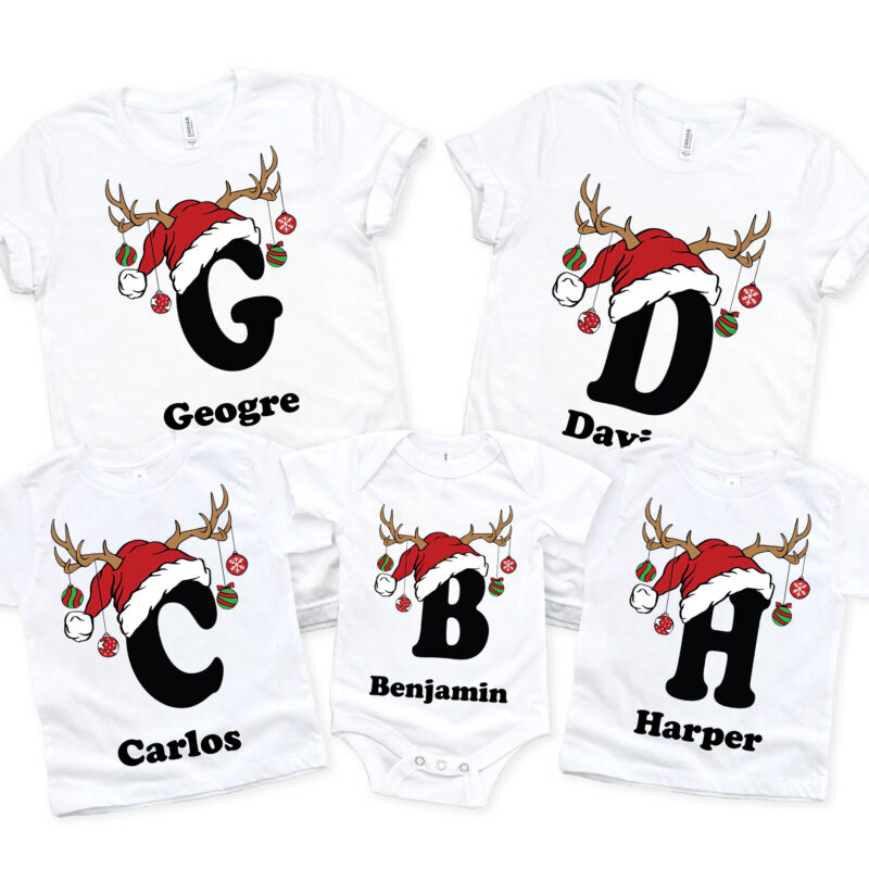 Personalized Christmas Alphabet Family Matching Shirt