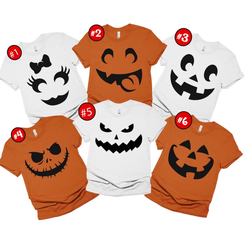 Custom Pumpkin Face Chracters Halloween Matching Shirt