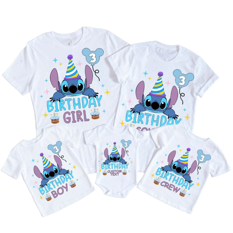 Custom Stitch Birthday Matching Birthday Shirt