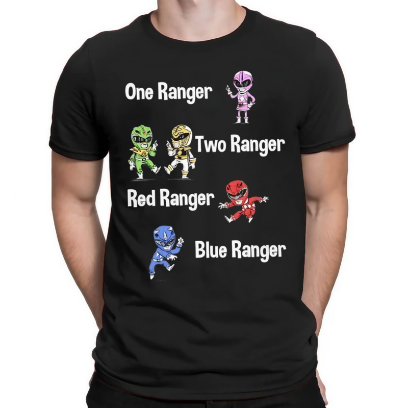 Mighty Morphin Power Rangers In The Style Of One Fish Two Fish Red Fish Blue Fish Shirt