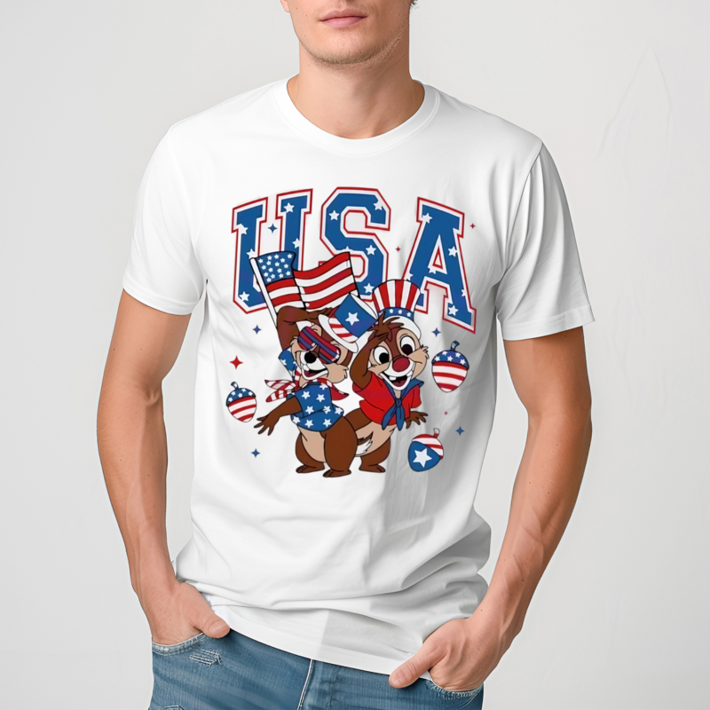 Chip And Dale With Nuts Patriotic Usa Flag Shirt