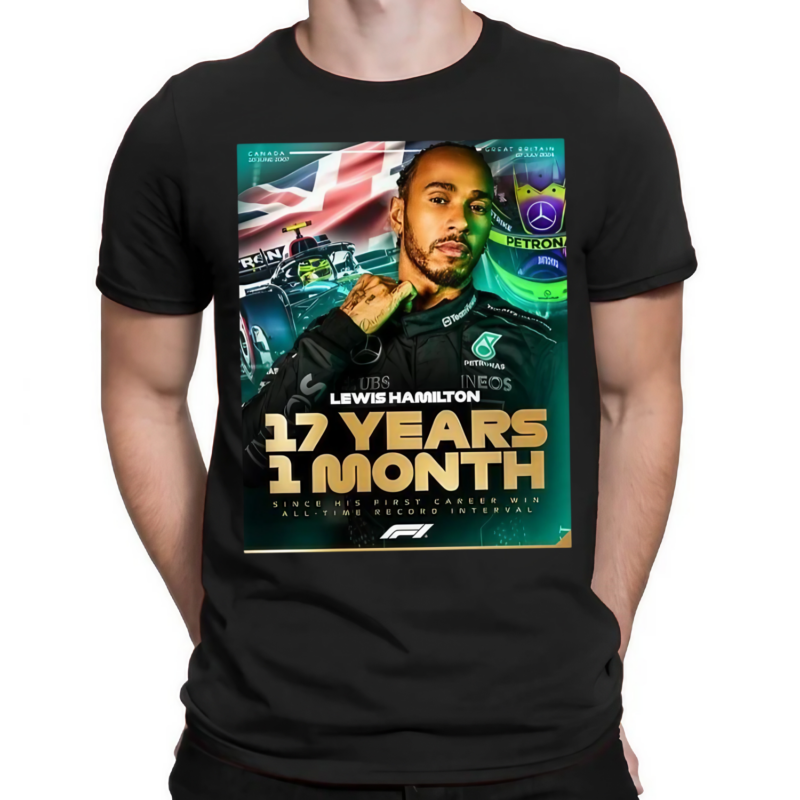 Lewis Hamilton 17 Years 1 Month Since His First Career Win All Time Record Interval F1 shirt