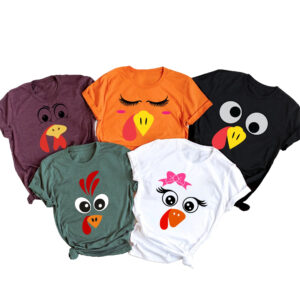 Turkey Faces Thanksgiving Family Group Matching Shirt, Fall Family Group Shirt