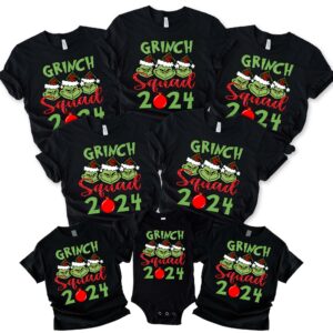 Personalized Grinch Squad 2024 Funny Matching Christmas Shirt