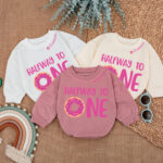 Custom Half Way To One Donut Birthday Matching Baby Romper