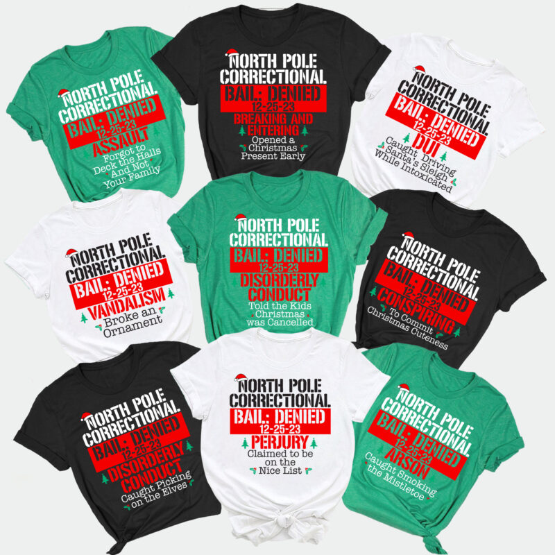 North Pole Correctional Group Christmas Matching Shirt, Custom Matching Family North Pole Correctional Christmas Shirt