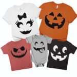 Custom Pumpkin Face Chracters Halloween Matching Shirt