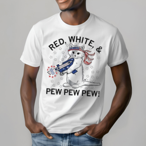 Red White And Pew Pew Pew Cat 4th July Shirt
