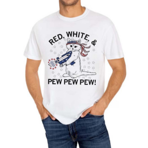 Cat Red White And Pew Pew Pew Shirt