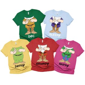 Seven Dwarfs Halloween Costume Group Matching Shirt, Family Matching Shirt