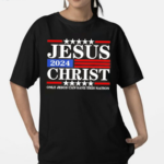 Jesus Christ 2024 Only Jesus Can Save This Nation Print Crew Neck Shirt