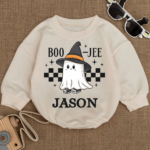 Custom Cute Ghost Boo Jee Halloween Matching Baby Romper