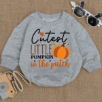 Cutest Little Pumpkin In The Patch Halloween Matching Baby Romper