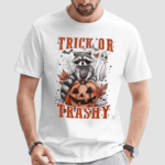 Raccoon With Pumpkin Trick Or Trashy Halloween Shirt