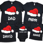 Custom Santa Hat Family Matching Christmas Shirt