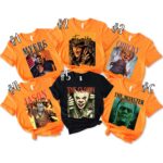 Custom Jason Voorhees Michael Myers Chucky Childs Play The Clown Frankenstein Monster Horror Movie Characters Matching Halloween Shirt