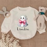 Custom Name Little Boo Cute Halloween Matching Baby Romper