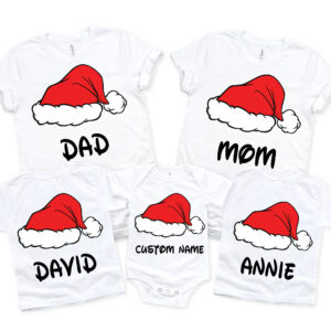 Custom Santa Hat Family Matching Christmas Shirt