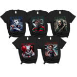 Custom Myers Jason Krueger Freddy Jason Voorhees The Clown Chucky Child And Play Matching Halloween Shirt