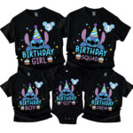 Custom Stitch Birthday Matching Birthday Shirt