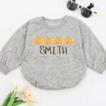 Personalized Pumpkin Halloween Matching Baby Romper