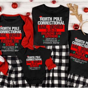 North Pole Correctional Group Christmas Matching Shirt, Custom Matching Family North Pole Correctional Christmas Shirt