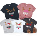 Personalized Reindeer Name Family Matching Christmas Group Shirt