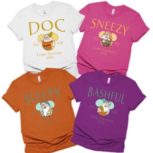 Custom Snow White And Seven Dwarfs Matching Family Shirt