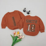 Personalized Football Name And Number Family Matching Baby Romper