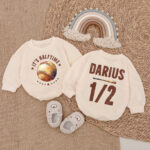 Custom Name Baseball Its Half Time Baby Romper, Number Gameday Kid Sweatshirt