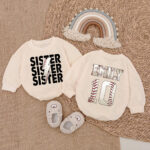 Personalized Football With Name And Number On The Back Matching Baby Romper