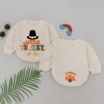 Custom Name Little Turkey Pilgrim Hat Thanksgiving Baby Romper