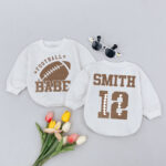 Custom Football Name And Number Matching Baby Romper