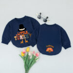 Custom Name Little Turkey Pilgrim Hat Thanksgiving Baby Romper