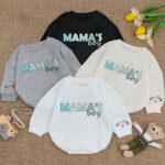 Custom Name Mamas Boy Birthday Boy Baby Romper