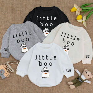 Custom Name Little Boo Baby Romper, Baby Girls Clothes