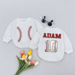 Custom Name Baseball Birthday Matching Baby Romper