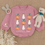 Custom Name Pumpkin Spooky Babe Matching Baby Romper