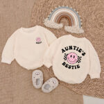 Custom Name Aunties Bestie Smile Birthday Baby Romper