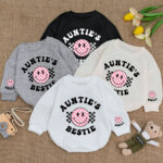 Custom Name Smile Aunties Bestie Matching Baby Romper