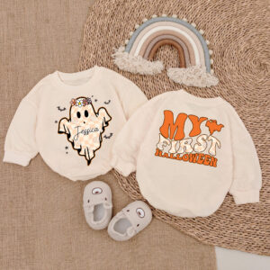 Custom Name Little Boo My First Halloween Baby Jumpsuit