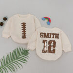 Personalized Football Name And Number Family Matching Baby Romper