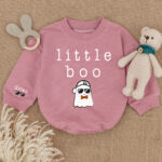 Custom Name Little Boo Baby Romper, Baby Girls Clothes