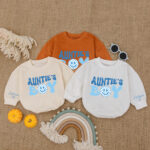 Custom Name Aunties Boy Birthday Baby Romper, Bubble Baby Romper