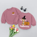 Custom Name My First Halloween Little Pumpkin Matching Baby Romper