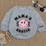 Custom Name Smile Mamas Bestie Matching Baby Romper